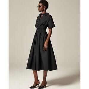 J.Crew Black Cotton Shirtdress with Drawstring Waist - Size 10